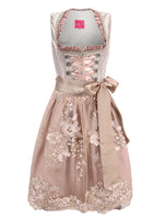 1 x RAW Customer Returns ELFIN ladies midi dirndl elegant traditional dress for Oktoberfest including lace dirndl apron, champagne pink, 40 - RRP €109.99