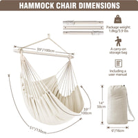 1 x RAW Customer Returns Chihee Swings Chair Hammock Strong Metal Folding Spreader Bar Portable Hanging Chair Maximum 227KG Comfortable Seat Patio Lawn Chair Cotton Blend for Superior Comfort Durability - RRP €30.0