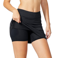 1 x RAW Customer Returns BALEAF Tennis skirt women s sports skirt running skirt with trousers golf skirt with pocket short skirt with trousers underneath sports trouser skirt for running tennis black S - RRP €26.21