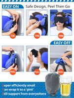 1 x RAW Customer Returns SARISUN travel pillow airplane, neck pillow for long car journeys or flights, pillow and eye mask in one, stops bobbing head, comfortable and space-saving, neck pillow child seat car, blue - RRP €24.46