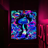 1 x Brand New QGKPL Blacklight Tapestries, Mushroom UV Reactive Blacklight Wall Poster for Bedroom Aesthetic Tapestry Decor, Psychedelic Eyes Wall Carpets with Mounting Accessories 51 x 59  - RRP €20.4