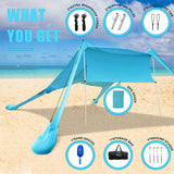 1 x RAW Customer Returns Beach tent sun protection beach tents beach shell shell UPF50 with sand shovel, pegs and stability poles, outdoor shade for camping trips, fishing, backyard fun or picnics - RRP €80.66