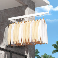 2 x RAW Customer Returns Honeyhouse Retractable Wall Mounted Clothes Airer, Foldable Retractable Rotating Clothes Rack with 18 Hooks, Tri-Fold Clothes Rack with Towel Rack for Balcony, Bathroom, Bedroom - RRP €91.98