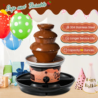 1 x RAW Customer Returns Huanyu Huanyu 3-Tier Mini Chocolate Fountain Machine 10 Bamboo Skewers Removable Tray 450g Chocolate Fondue Fountain for Party Birthday Wedding Chocolate Nacho Cheese BBQ Sauce Liqueurs Black  - RRP €59.5