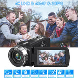 1 x RAW Customer Returns Video Camera 4K 48MP 30FPS Camcorder with IR Night Vision, 18X Digital Zoom Video Camera Recorder, 3.0 Inch LCD Touchscreen Webcam Vlogging Camera for YouTube with Remote Control, 2 Batteries and SD Card - RRP €94.78