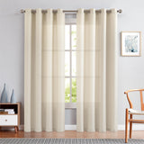 1 x RAW Customer Returns TOPICK Beige Curtains Semi-Transparent Curtains with Eyelets Light Filtering Privacy Eyelet Curtain for Living Room Bedroom 130W x 225H cm 2 Pieces - RRP €37.99