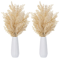 8 x Brand New Oairse Set of 2 Artificial Pampas Grass Decorations, Artificial Pampas Grass with Ceramic Vase for Indoor Boho Decoration, 6 Stems, Fluffy Pompous Artificial Plants Table Decoration Home Balcony Office Decoration - RRP €163.2