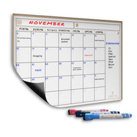 1 x RAW Customer Returns Previs Whiteboard Calendar A3 40x30CM with 3 Erasable Markers - Magnetic Calendar - Refrigerator Calendar - Monthly Planner Magnetic - Magnetic Calendar Refrigerator - Monthly Planner - RRP €16.36