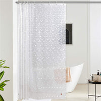 1 x RAW Customer Returns Furlinic shower curtain, extra length, anti-mould, waterproof, transparent bathroom curtain made of EVA, 180 cm wide, 240 cm high, 3D effect pebble stone with 12 shower curtain rings, hem with stones. - RRP €23.59