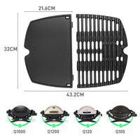 1 x RAW Customer Returns 7644 Grill grate cast iron for Weber Q100, Q1000, Q1200, Q1400 Series, 32 x 21.6CM grill pan spare parts for Weber Baby Q 7644 6558 7582 grill set with grill grate spare parts 6558 7644 grill plate  - RRP €43.24