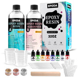 1 x RAW Customer Returns EPODA Epoxy Resin 32oz 946ml, Epoxy Resin and Hardener, Bubble Free Casting Resin, Resin Craft Kits for Beginners with Measuring Cups, Sticks, Gloves, Pigment and Dropper Pipette - RRP €24.6