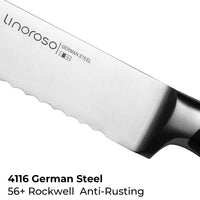 1 x RAW Customer Returns linoroso bread knife with serrated edge 8 inch sharp knife German stainless steel knife with high carbon content and ergonomic handle for kitchen and restaurant - RRP €32.96