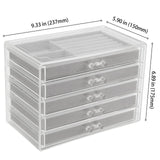 1 x RAW Customer Returns ZEONHEI 1 Piece Clear Acrylic Jewelry Box, 5 Drawers Transparent Adjustable Velvet Jewelry Storage Organizer for Earrings Rings Necklaces Bracelets Jewelry Display, 23.7 x 17.5 x 15 cm - RRP €35.81