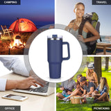 1 x RAW Customer Returns Livole 40oz 1200ml stainless steel thermal mug with handle, drinking cup with lid and straw, leak-proof insulated coffee to go mug, double-walled tumbler for sports, camping, car, navy blue - RRP €25.2