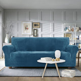 1 x RAW Customer Returns Ystyle velvet sofa cover 1 seater, stretch sofa cover, sofa protector non-slip, elastic couch cover, sofa cover with armrests, armchair protector sofa protector cat armchair cover, peacock blue - RRP €29.42