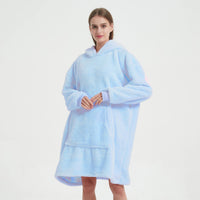 1 x Brand New HiZYNEAT Light Blue Cozy Hoodie Sweatshirt Super Soft Oversize Women Men Plus Size Fluffy Blanket - RRP €37.3