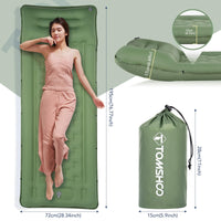 1 x RAW Customer Returns TOMSHOO Camping Outdoor Sleeping Pad, Inflatable Air Mattress with Integrated Foot Press Pump, Pillow, Carabiner, Storage Bag, Camping Mattress Sleeping Mat, Color Army Green - RRP €35.99