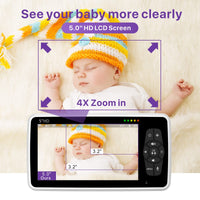 1 x RAW Customer Returns Babystar Baby Monitor with Camera 5 Inch 1280P HD Video Baby Monitor, Camera and Audio Baby Monitor with VOX, Night Vision, 2-Way Audio, Temperature Monitoring - RRP €121.0