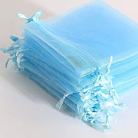 1 x RAW Customer Returns RAPECOTT 9 x 12 cm Pack of 100 Organza Drawstring Tulle Bags Communion Favors Jewelry Bags Christmas Favors Light Blue  - RRP €20.4