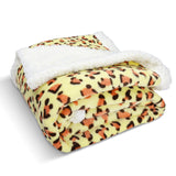 2 x Brand New Queenshin Cuddly Blanket Fluffy Yellow Leopard Print 150 x 200cm, 490 GSM Cuddly Soft and Warm Sherpa Blanket Plaid Sofa Throw - RRP €9.98