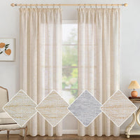 1 x RAW Customer Returns MIULEE Linen Sheer Curtains for Living Room Bedroom Sheer Transparent Translucent Curtains for Living Room Window Crisscross Sheer Curtain 2 Pieces 140x175 cm Rice White - RRP €28.73