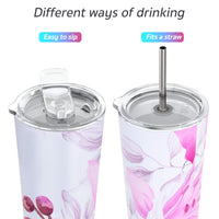 1 x RAW Customer Returns Thily Stainless Steel Coffee Mug 780ml Triple Insulated Travel Mug with Splashproof Lid for Ice Drinks Hot Drinks Smoothies Cup Lotus Flower - RRP €24.19