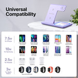 1 x RAW Customer Returns Wireless Charger, 3 in 1 Wireless Charging Station, Fast Wireless Charger for iPhone15 14 13 12 11 Pro Max XS XR X 8 Plus, Apple Watch 7 6 5 4 3 2 SE, AirPods 3 2 Pro Purple  - RRP €34.27