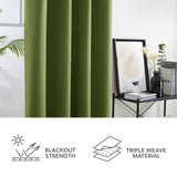 1 x RAW Customer Returns Deconovo Interior Blackout Curtains 2 Pieces 270 CM Height, Thermal Insulated Curtains with Eyelets for Modern Living Room, 140x270 CM Width x Height , Green - RRP €40.02