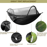 1 x RAW Customer Returns NATUREFUN Ultra-Light Travel Camping Hammock Mosquito Net Hammock 300 kg load capacity, breathable quick-drying parachute nylon 2 premium carabiners, 2 nylon slings included Black - RRP €33.99