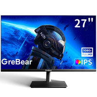 1 x RAW Customer Returns GreBear 27 Zoll LED Monitor IPS Panel FHD Computer Monitor 1080p 75Hz Home Office Desktop Bildschirm, HDMI, VGA, Flicker-Free, Integrierte Lautsprecher, Blaulichtfilter, 100x100mm VESA montierbar - RRP €159.99