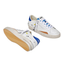 1 x RAW Customer Returns Sneaker Crime London Sk8 Deluxe in Pelle White Pacific Blue US24CR02 17105PP6.10 43 - RRP €169.51