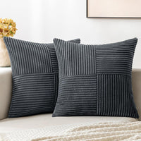 1 x RAW Customer Returns MIULEE Set of 2 Corduroy Cushion Covers Decorative Cushion Cover Sofa Cushion Modern Soft Decorative Couch Cushion with Hidden Zipper Sofa Decorative Cushion Cover 45 x 45 cm Dark Grey - RRP €18.99