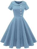 1 x RAW Customer Returns Wedtrend 1950s Vintage Cocktail Rockabilly Swing Retro Dress Knee Length SkyBlueSmallWhiteDot WTP20007 SkyBlueSmallWhiteDot 3XL - RRP €42.99