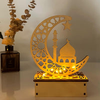 43 x Brand New Ramadan decoration lantern, LED Ramadan Mubarak decoration Eid Mubarak wood, LED moon star decoration tealight holder Eid decoration Muslim decoration, DIY Ramadan decoration for bedroom table decoration star  - RRP €877.2