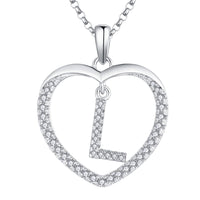 1 x Brand New JO WISDOM Women s Necklace Heart Silver 925 Necklace Pendant 26 Letters L Alphabet Initial with 3A Zirconia, Personalized Jewelry for Mother Daughter Women Girls - RRP €49.57