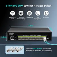 1 x RAW Customer Returns 8 Port 10G SFP Ethernet Switch Managed, with 8X 10Gb SFP Port, NICGIGA 10Gbps L3 Smart Managment SFP Network Switch, Link Aggregation, VLAN, QoS, ACL, Easy for 10G Router AP NAS PC NIC. - RRP €159.99