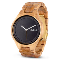 1 x RAW Customer Returns Zeitholz wooden watch for men, for men, wristwatch, wooden watches Stolpen collection, analogue, 44mm, 100 natural wood with Japanese quartz movement. Olive wood  - RRP €99.0