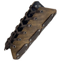 1 x RAW Customer Returns HiiFeuer Medieval Brigantine Style Armguards, Faux Leather Mercenary Combat Gauntlet, Renaissance Knight Arm Guard, Vintage Style Brown B  - RRP €28.73