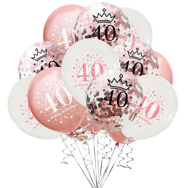 7 x Brand New Happy 40th Birthday Decoration Set -15 Pieces Latex Balloons Perfect for birthdays, parties or anniversaries - RRP €134.4