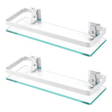 1 x RAW Customer Returns KES shower shelf glass shower shelf glass shelf 8mm shelf bathroom glass shelf for bathroom wall shelf bathroom shelf bracket wall mounting 2 pieces aluminum silver, A4126A-P2 - RRP €43.57