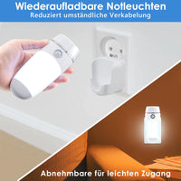 1 x RAW Customer Returns Hiboom 2-pack 4 in 1 LED night light with motion detector, rechargeable flashlight, removable emergency lamp with EU plug, twilight sensor safety lamp, for stairs hallway emergency power failure - RRP €40.33