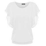 1 x RAW Customer Returns Zeagoo Chiffon Top Women s Short Sleeve Bat Shirt Summer Festive Blouses Loose Casual Fashion White S - RRP €29.23