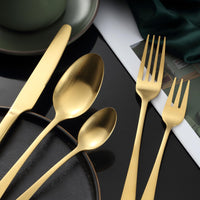 1 x RAW Customer Returns Funnydin 30 Piece Cutlery Set for 6 People, Premium Stainless Steel Cutlery Set with Fork, Knife, Spoon, Dishwasher Safe, Unique and Elegant Gold Look - RRP €29.03