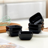 1 x RAW Customer Returns Swuut Ceramic Dipping Bowls Set of 6.3 Ounce Porcelain Small Mini Bowl Square Soy Sauce Plate Good for Tomato Sauce, Sushi Soy, BBQ Black  - RRP €17.1