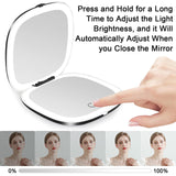 1 x RAW Customer Returns JIMACRO LED Travel Makeup Mirror, 1x 10x Magnifying Pocket Mirror with 56 LED Lights, USB Charging Folding Mirror with 3 Colors Adjustable Brightness, Ideal for Bag, Gift for Girls - RRP €22.99