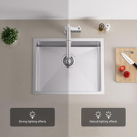 1 x RAW Customer Returns Auralum kitchen sink made of stainless steel, kitchen sink 55x44cm, built-in sink 1 basin with siphon, drain and overflow fitting, suitable for surface-mounted, built-in or undermount installation type - RRP €139.99