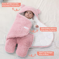 17 x Brand New TURMIN Teddy Sleeping Bag Baby, 2.0 Tog Newborn Soft Lined Swaddle Bag Adjustable Sleeping Bag Blanket for Infants Babies Newborns Unisex Baby-Pink-M 3-6 Months  - RRP €594.83