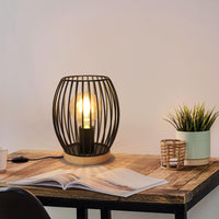 1 x RAW Customer Returns SENQIU table lamp vintage, metal shape cage E27 table lamp black industrial, bedside lamp retro for bedroom, study, living room, dining room, bulbs not included - RRP €29.99