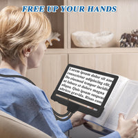 1 x RAW Customer Returns 5X Hands Free Magnifying Glass with Light Hanging Neck, 43 LED Flexible Gooseneck Full Page Magnifying Glass, 9.5 x 7.5 Large Magnifier for Reading Small Prints Low Vision Seniors with Aging Eyes - RRP €26.77