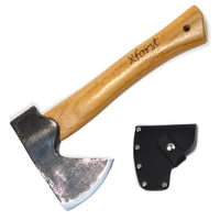 1 x RAW Customer Returns Xforst axe, hatchet, hand axe, made of forged carbon steel. Survival axe made of hickory wood handle with blade protection made of real leather. Viking axe. 27 cm 0.67 kg. Model X-AG1Black - RRP €31.1